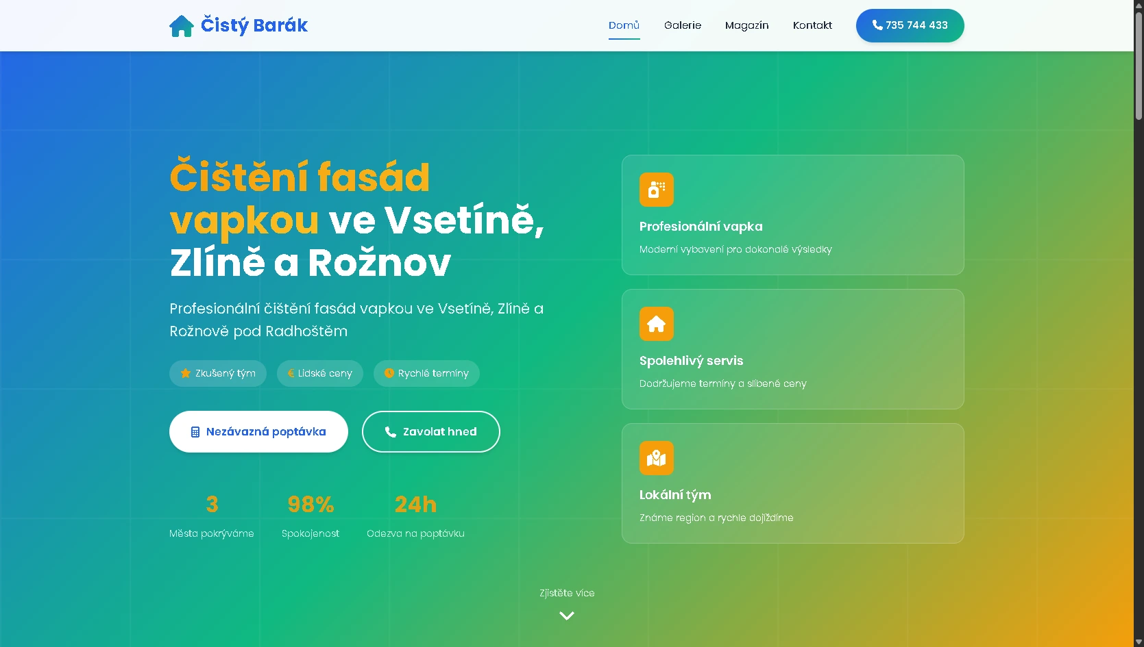 Čistý Barák - náhled webu