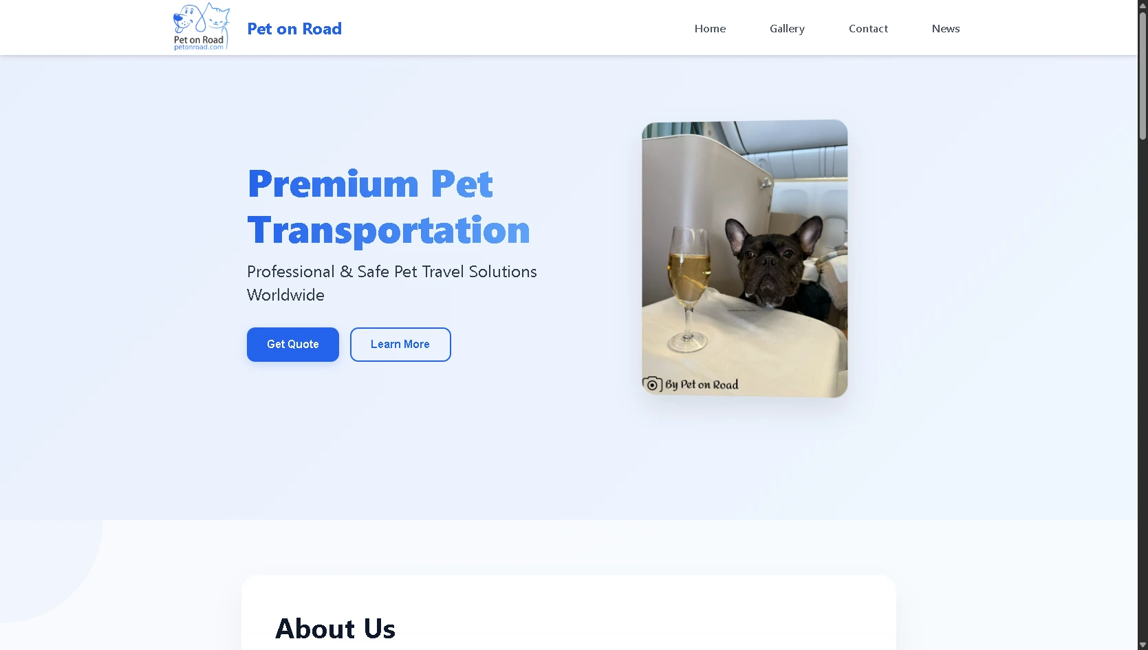 Pet on Road - náhled webu